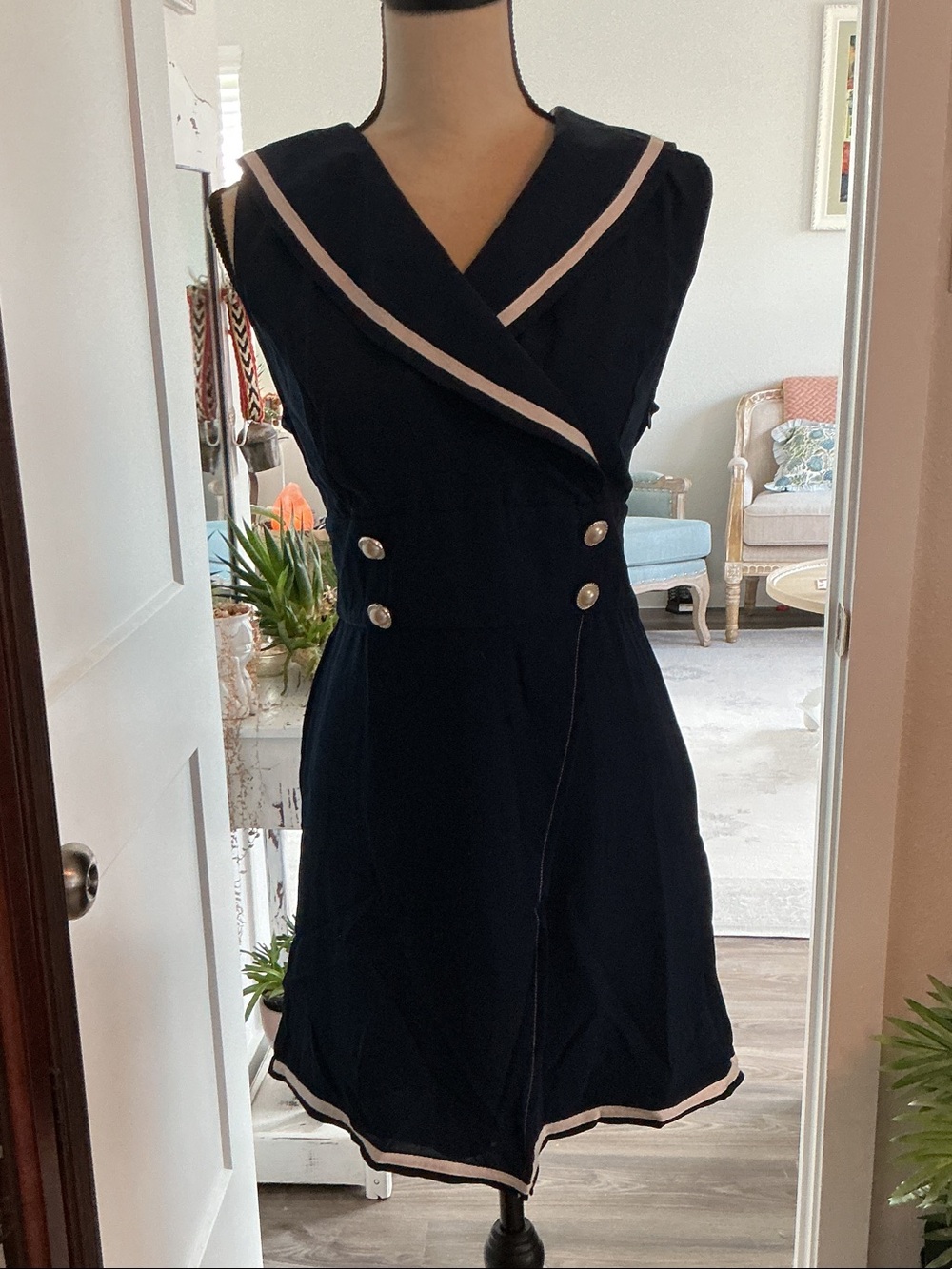 Navy Sleeveless skorts with white Contrast Trim